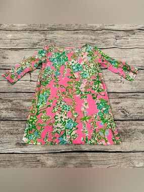 Lilly Pulitzer Cotton Swing Dress Pink with Green & Blue Print Size 3t